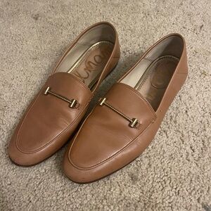 Sam Edelman Tan Leather Loafers with Gold Accent